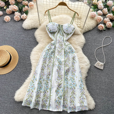 Robe de soirée sexy à bretelles spaghetti et imprimé floral, coupe trapèze, pour femme, P150 