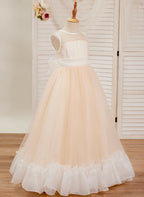 Vestido rosa de corte A, largo hasta el suelo, de tul y organza (010226975) 