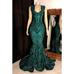 Vestido de fiesta de sirena con apliques de lentejuelas y escote en V sexy para chica negra para Slay