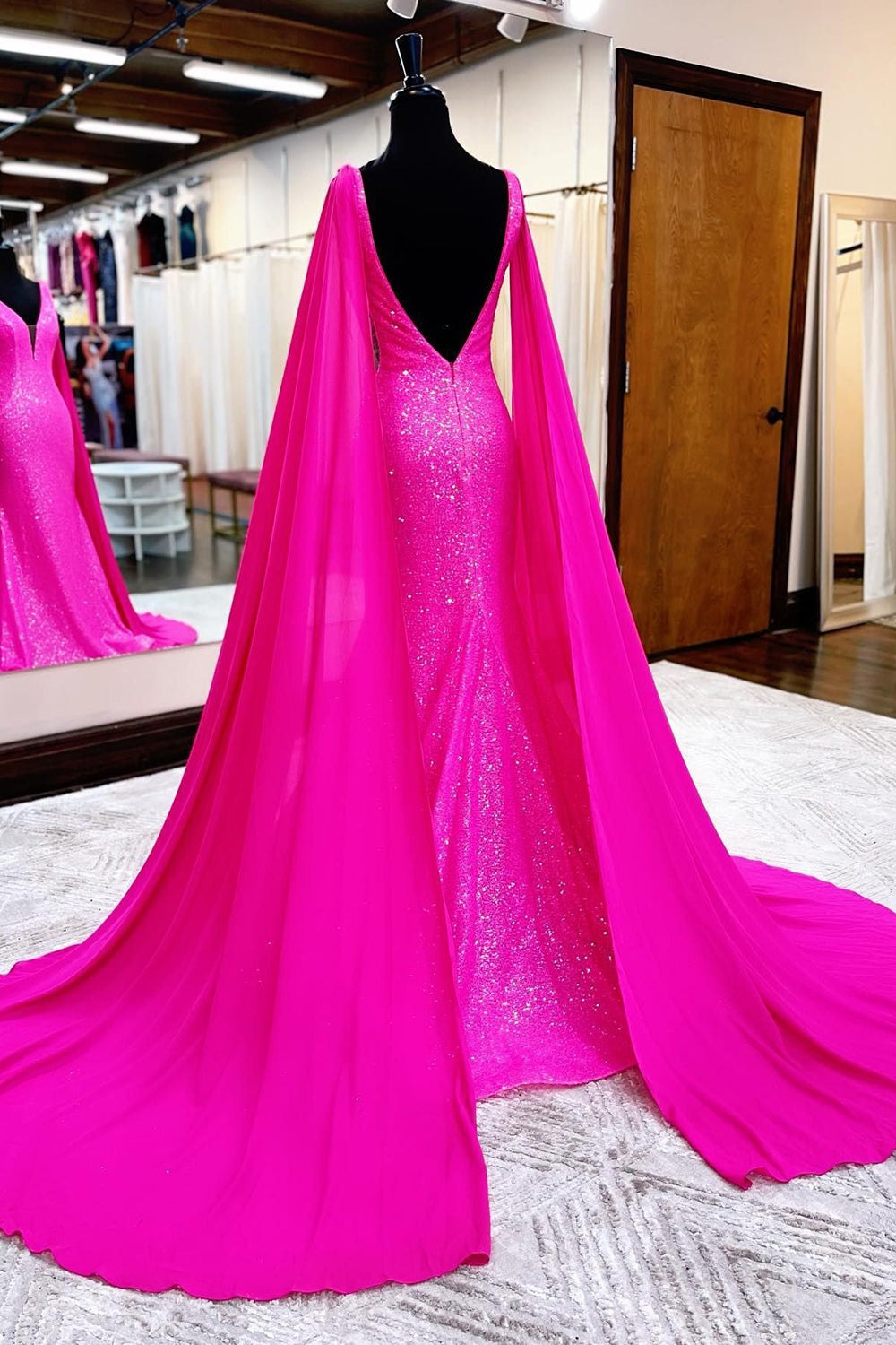 Vestido de sirena para baile de graduación con cola de agua