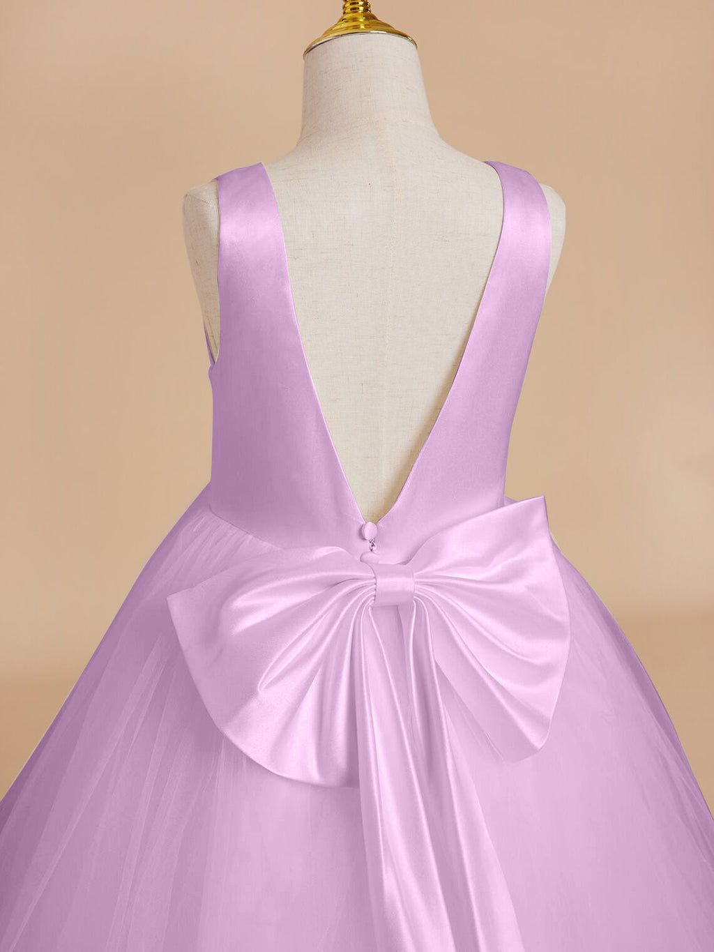 Vestido clásico blanco de corte A sin mangas para niña de las flores, de satén y tul 