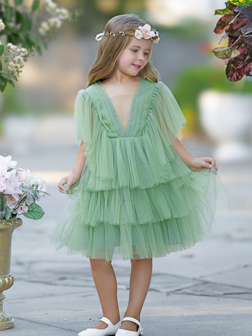Vestido de niña pequeña de tul elegante estilo hada del jardín encantado 