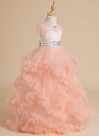 Vestido de princesa/vestido de tul hasta el suelo para niña de las flores 