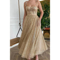 Robe de bal scintillante à paillettes champagne chérie 
