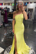 Vestido de fiesta de sirena con lentejuelas, un solo hombro y abertura