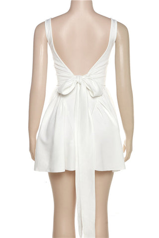 Vestidos de noche sencillos, lisos, sin espalda, con lazo y cuello cuadrado 