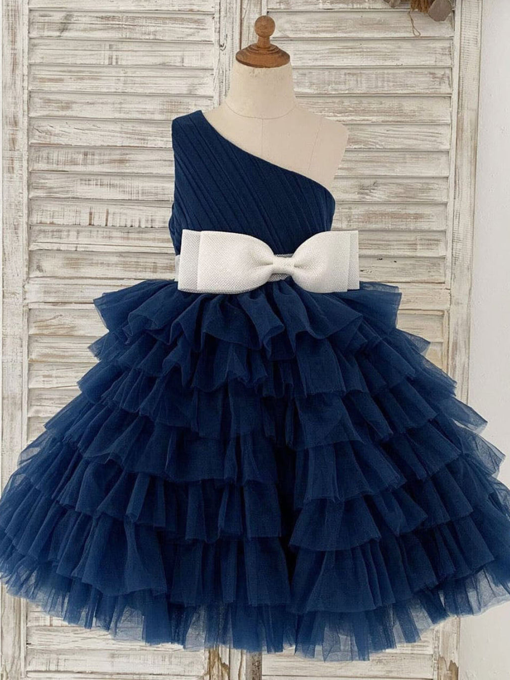 Vestido de niña de las flores de tul corte A hasta la rodilla 