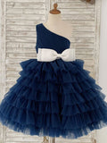 Vestido de niña de las flores de tul corte A hasta la rodilla 