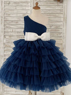 Vestido de niña de las flores de tul corte A hasta la rodilla 