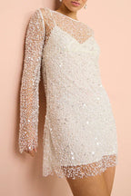 Robe courte en tissu à sequins et perles Sparkle and Shine avec jupon séparé 