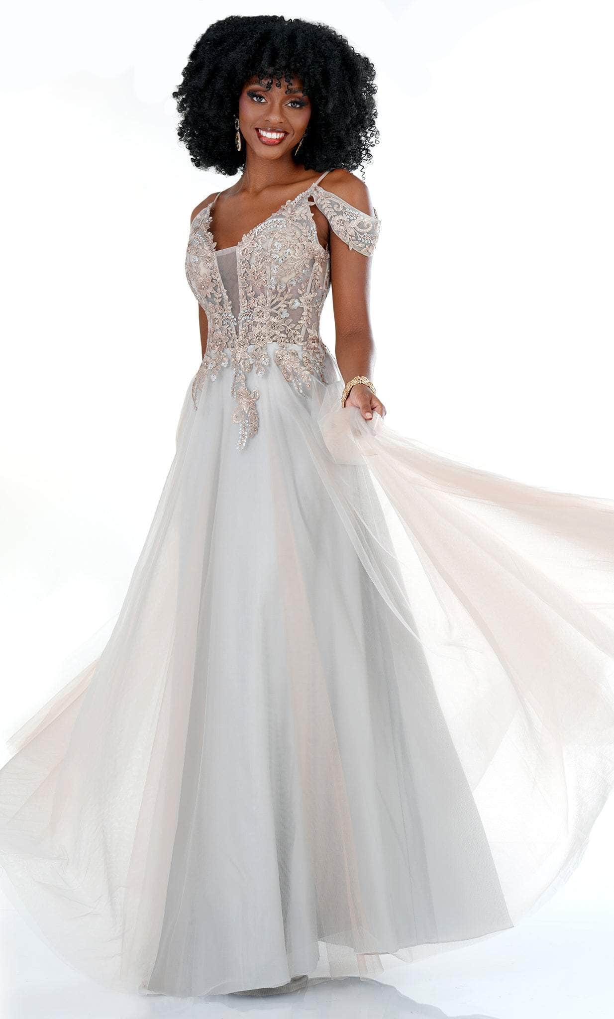 Cold Shoulder Embellished Bodice Prom Gown