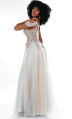 Cold Shoulder Embellished Bodice Prom Gown