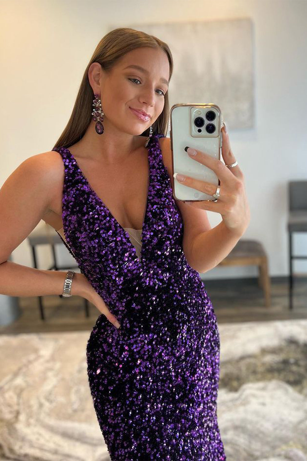 Robe de bal sirène à paillettes