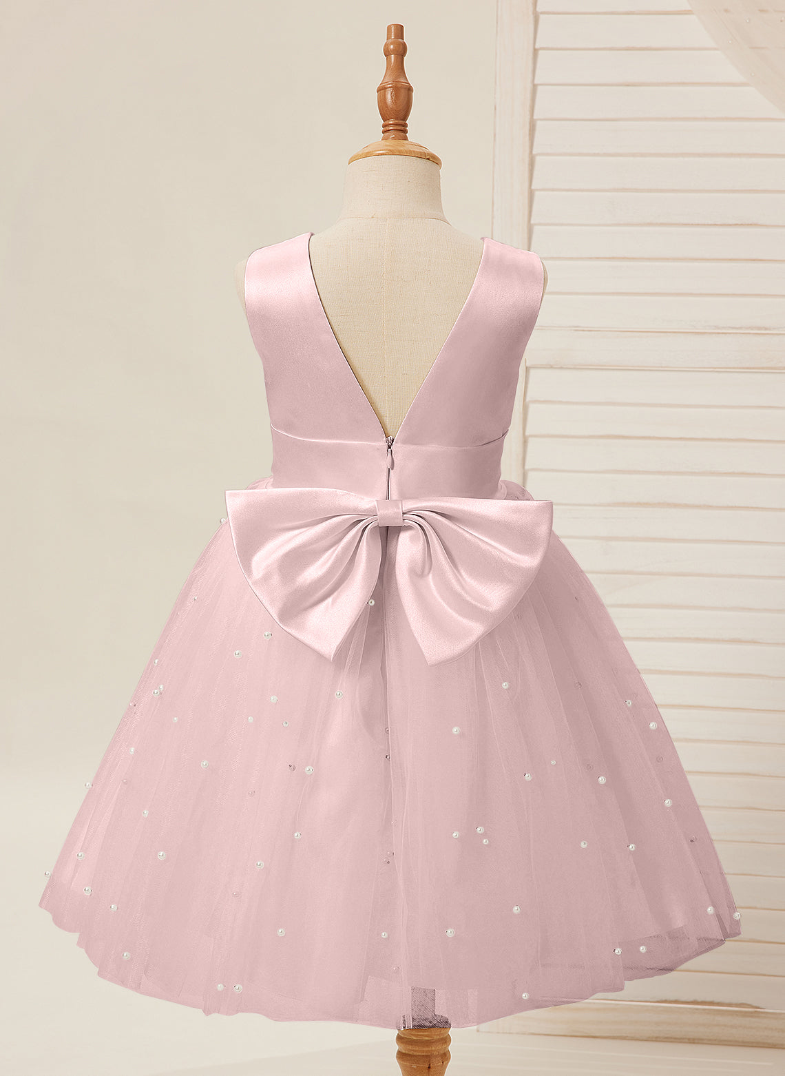 Vestido de princesa/vestido de princesa de satén y tul hasta la rodilla para niña de las flores 