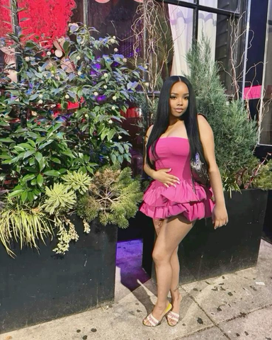 Robe de soirée courte rose bustier à volants sexy Y7705