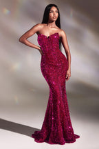 Vestido largo de sirena con lentejuelas para baile de graduación