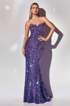 Vestido largo de sirena con lentejuelas para baile de graduación