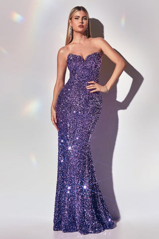 Robe de bal sirène longue à sequins