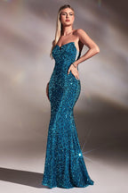 Vestido largo de sirena con lentejuelas para baile de graduación