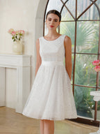 Charmante robe de bal trapèze en tulle polyester sans manches blanc cassé avec paillettes