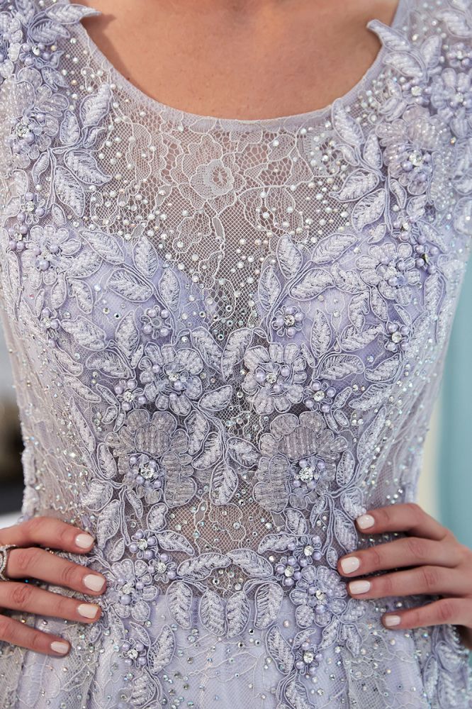 Charming Aline Sleeveless Lace Appliques Evening Party Dress