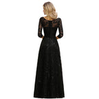 Charmante robe de soirée noire à manches mi-longues en tulle et paillettes, robe de bal Aline des années 20