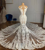 Robe de mariée sirène sans manches en tulle avec appliques, style jardin de bijoux