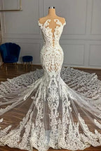 Robe de mariée sirène sans manches en tulle avec appliques, style jardin de bijoux