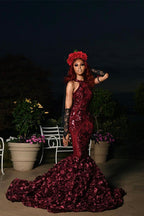 Charming Long Mermaid Sleeveless High Collar Prom Dress