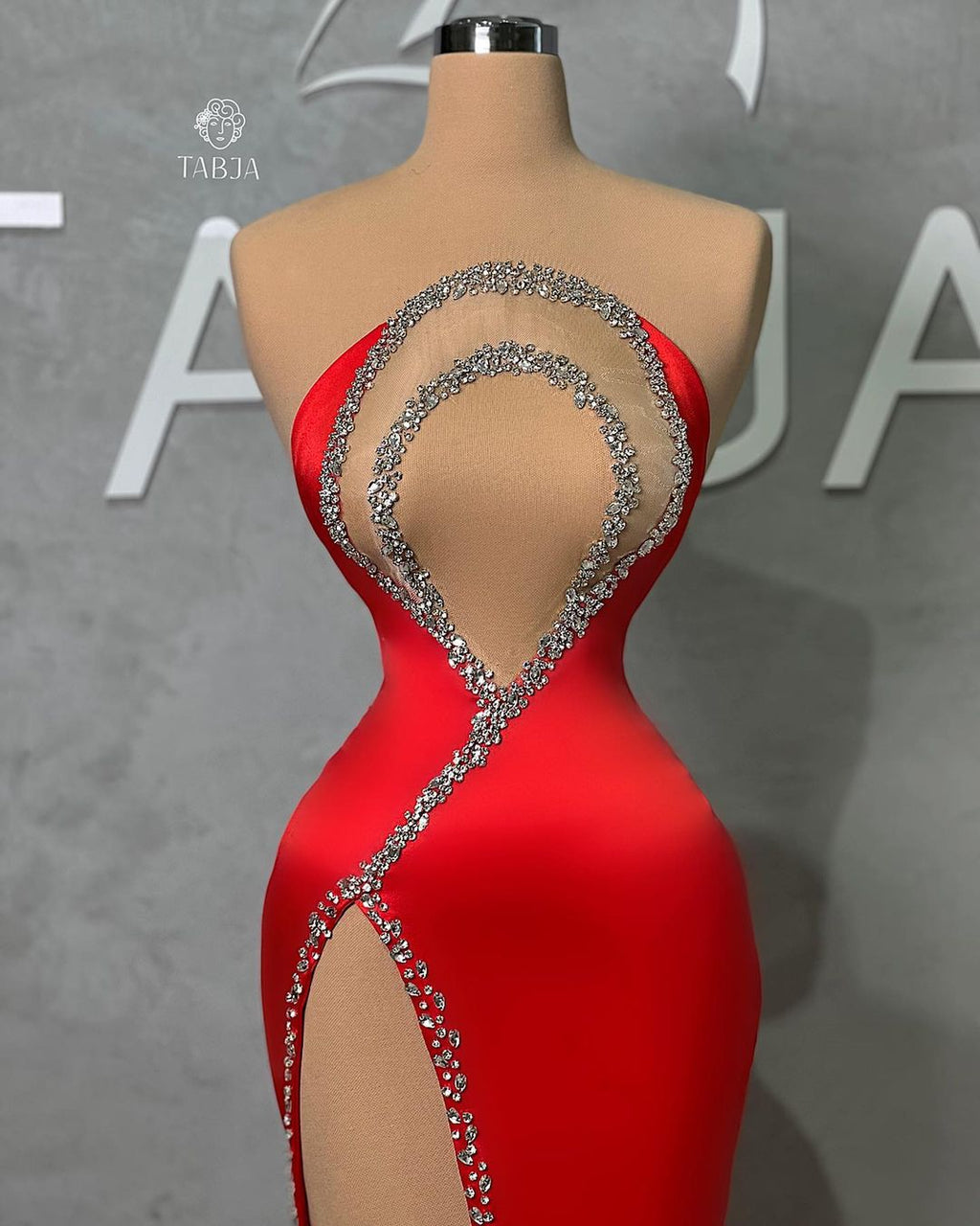 Charming Long Red Mermaid Beading Sleeveless Evening Party Gowns Long Slit Online