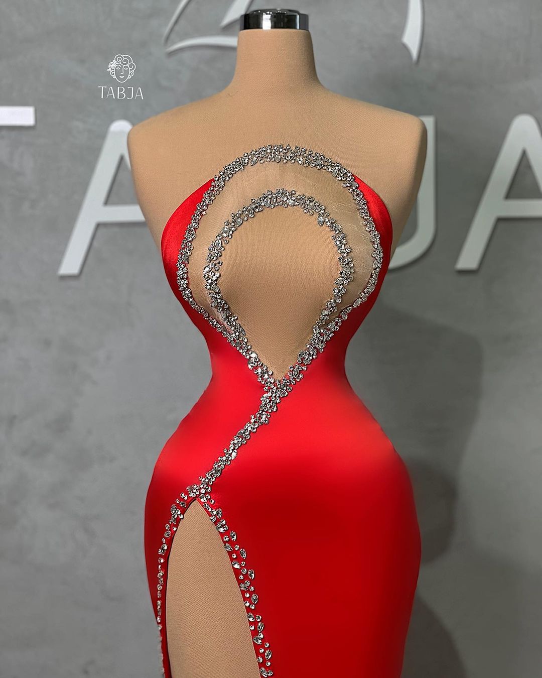 Charming Long Red Mermaid Beading Sleeveless Evening Party Gowns Long Slit Online