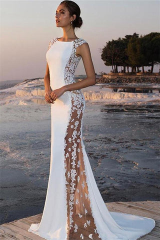 Charming Mermaid Appliques Straps Sleeveless Jewel Formal Dresses