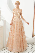 Charming Off Shoulder Aline Princess Dress Tulle Swing Evening Party Dress Quincenera Dress