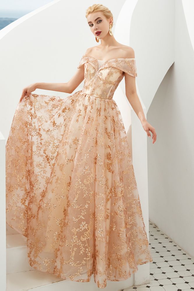 Charming Off Shoulder Aline Princess Dress Tulle Swing Evening Party Dress Quincenera Dress