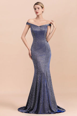 Vestido largo de noche de sirena, corte sirena, de seda brillante, con hombros descubiertos y encantador, largo hasta el suelo, ajustado, ideal para fiestas de graduación.