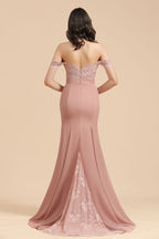 Vestido de fiesta de sirena de encaje con hombros descubiertos, encantador, vestido de dama de honor ajustado