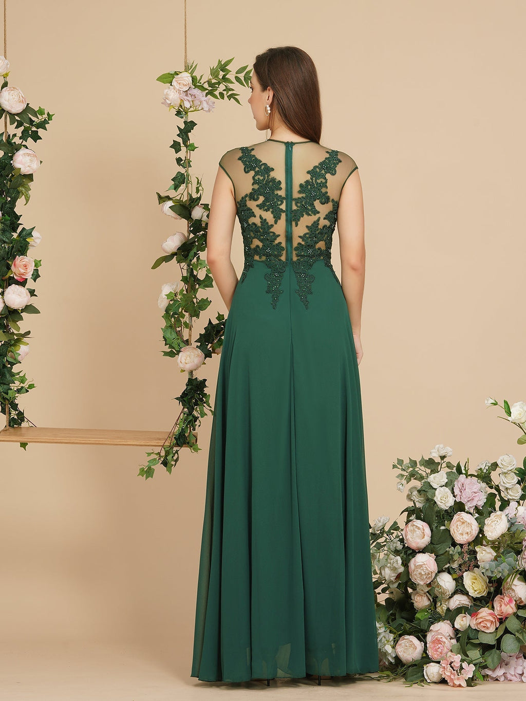 Robe de soirée maxi trapèze charmante sans manches ornée de perles, manches courtes, robe de demoiselle d'honneur