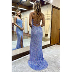 Charming Sparkly Backless Criss-Cross Straps Scoop Sheath Sequins Party Prom Dress