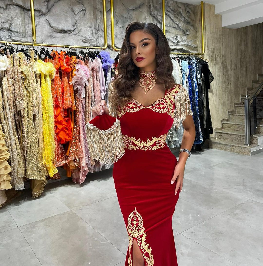 Charming Sweetheart Sleeveless Mermaid Ruby Evening Party Gowns Long Slit Online
