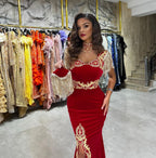 Charming Sweetheart Sleeveless Mermaid Ruby Evening Party Gowns Long Slit Online