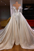 Charming V-Neck Off-the-Shoulder Evening Party Gowns with Beads