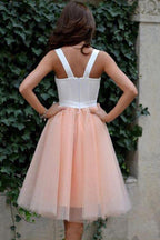 Vestido de fiesta corto de tul con tirantes sexys para baile de graduación, vestido de fiesta PD357