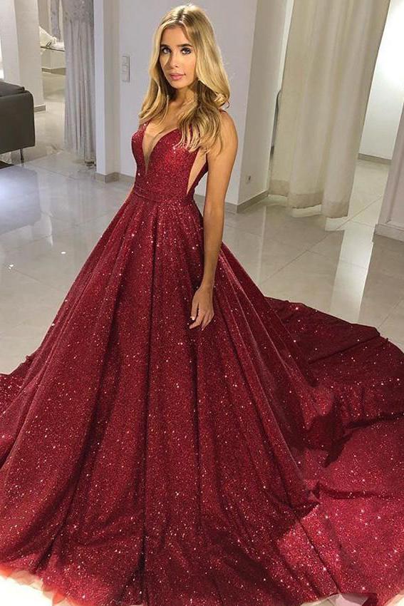 Chic A-Line Straps Sleeveless V-Neck Floor-Length Formal Dresses
