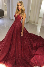 Chic A-Line Straps Sleeveless V-Neck Floor-Length Formal Dresses