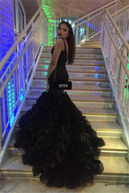 Chic Black Deep-V-Neck Mermaid Sleeveless Formal Dresses