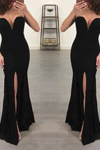 Chic Black Sweetheart Evening Party Gowns New Arrival Mermaid Formal Dresses with Slit