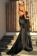 Chic Black V-Neck Mermaid Formal DressesLong Party Gown