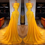 Chic Bright Yellow Long Prom Dress Mermaid Split