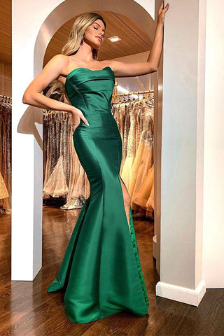 Vestidos de fiesta sencillos de sirena con escote corazón verde chic disponibles en línea
