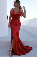 Chic Mermaid V-neck Backless Long Prom Dress with Slit